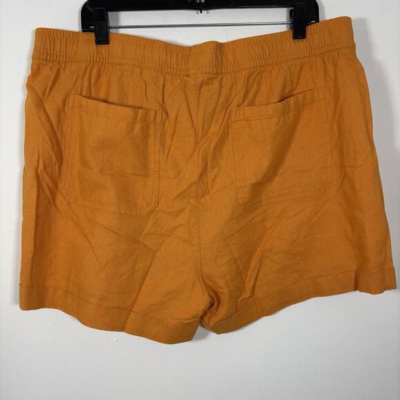 Old Navy XL High Waisted Linen Pull On Shorts Orange‎ Boho Summer Vacation NWT - Picture 6 of 9